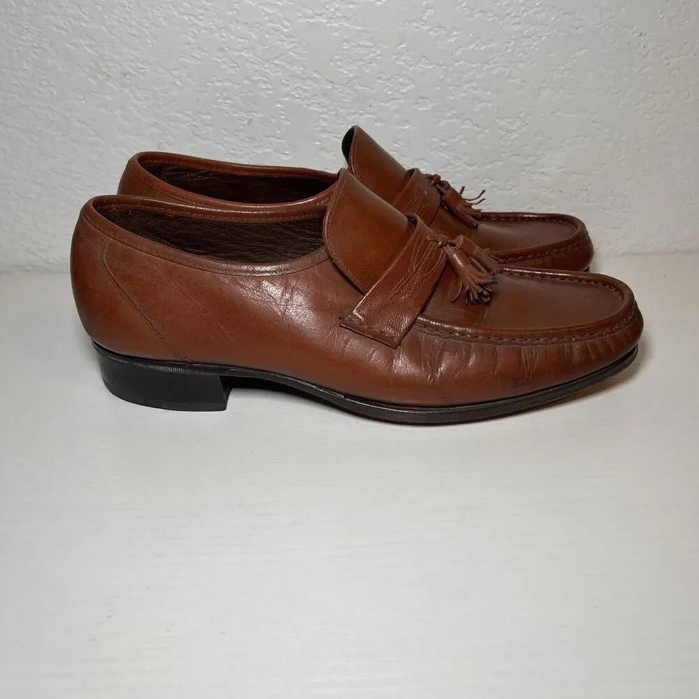 Florsheim Men's Brown Leather Loafers With Tassels Size 9 E 75700